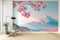 mount fuji cherry blossom wallpaper living room feature wall
