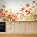 poppy wallpaper kitchen wall