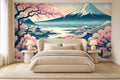 mt fuji cherry blossom wallpaper bedroom feature wall