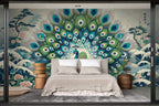 Peacock wallpaper for bedrooms — room scene
