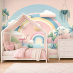Summer flamingo wallpaper — mural in a children's bedroom