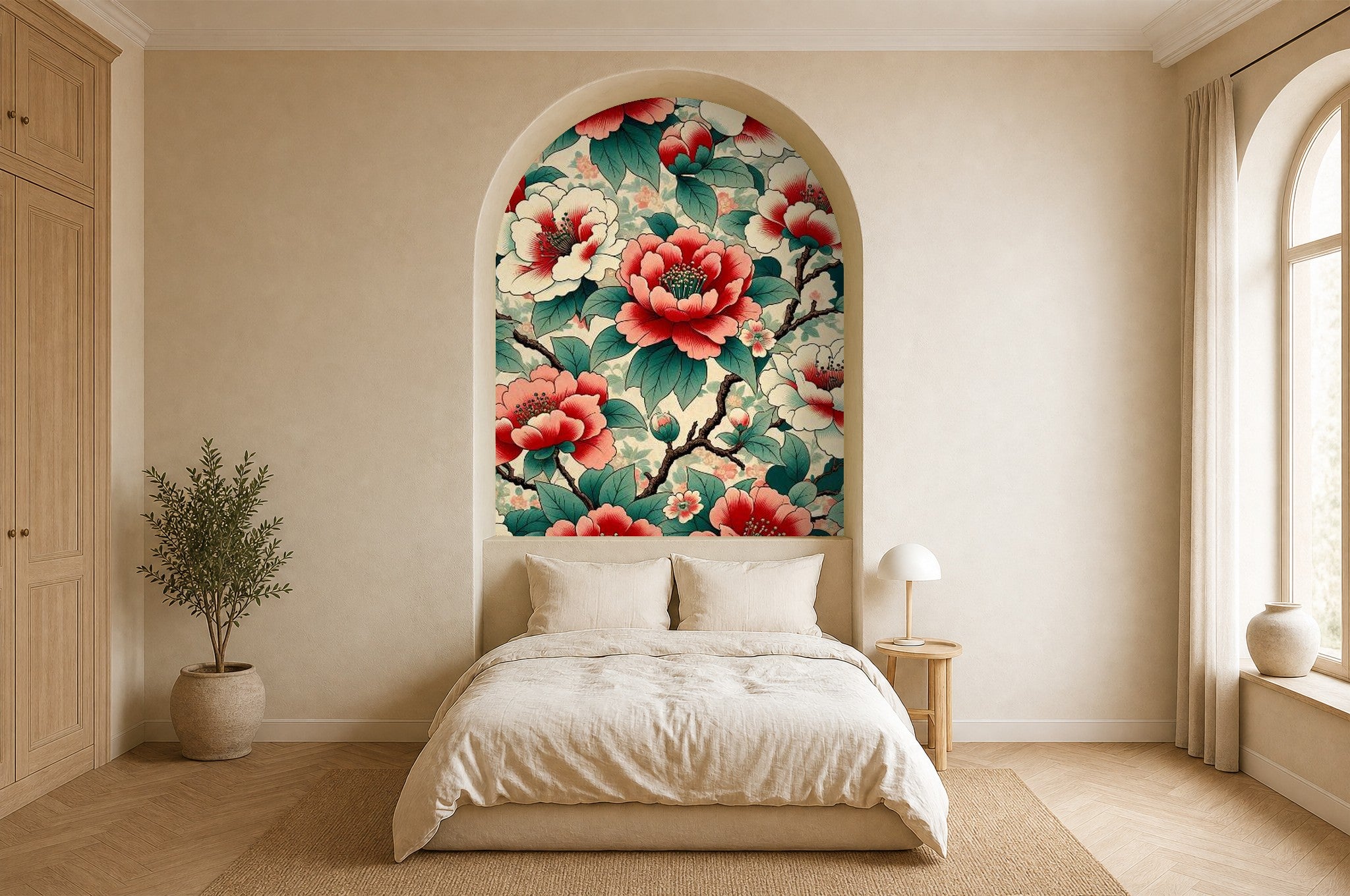 grand peony garden wallpaper in a bedroom