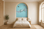 cherry blossom bird wallpaper bedroom feature wall