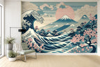 cherry blossom japanese garden wallpaper living room wall