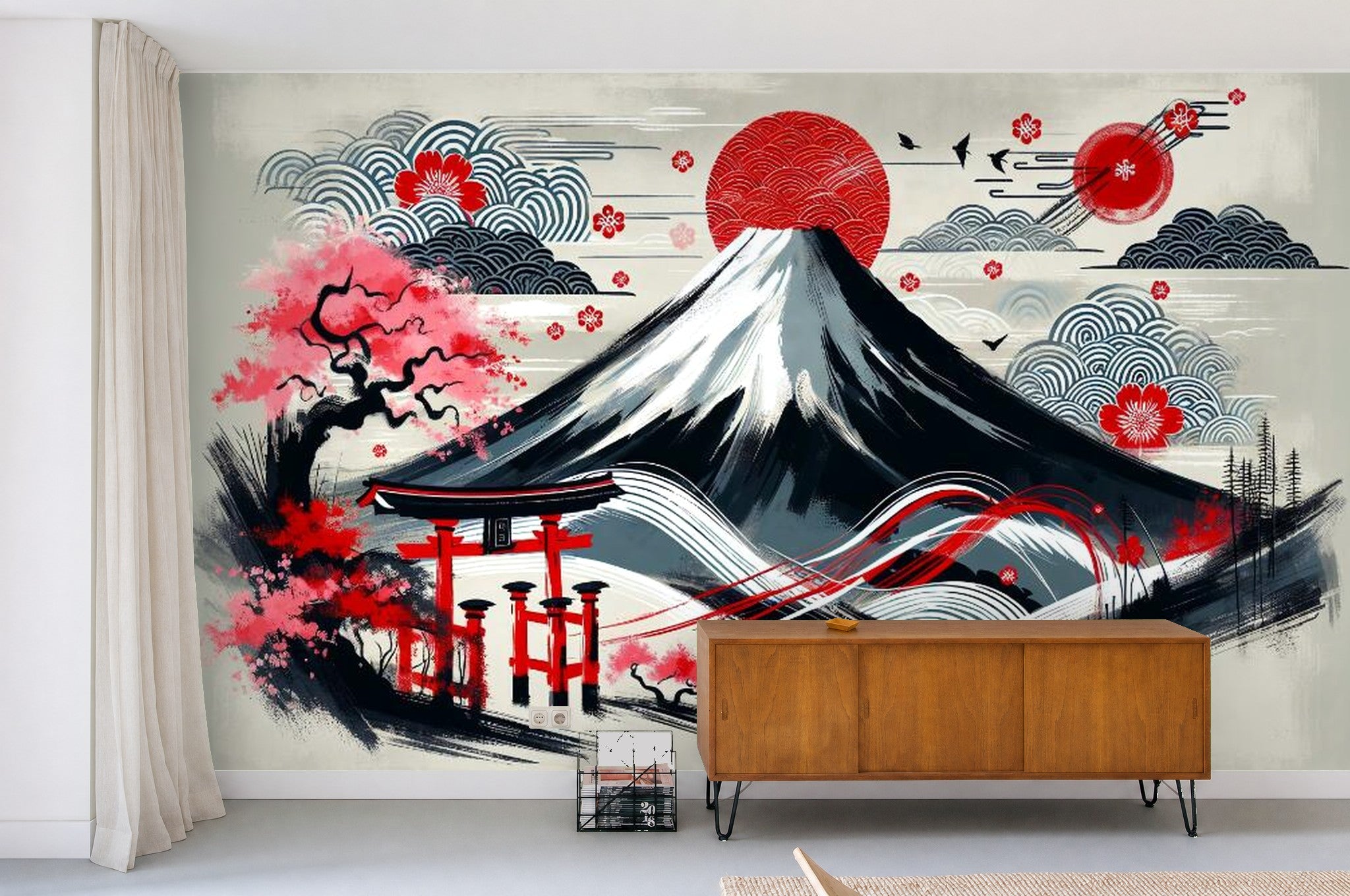 japanese cherry blossom tree wallpaper living room wall