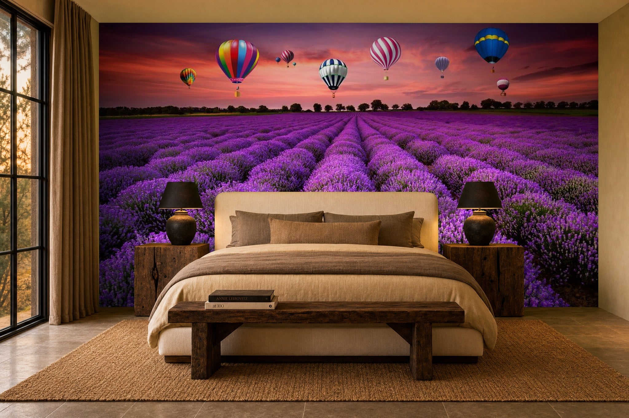 lavender purple color wallpaper in a bedroom