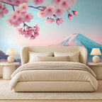 mount fuji cherry blossom wallpaper bedroom wall