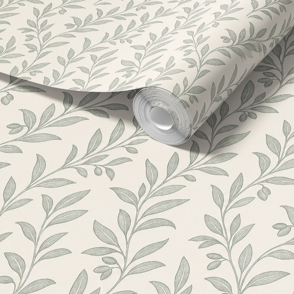 Sage green leaf wallpaper