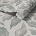 Sage green and silver wallpaper