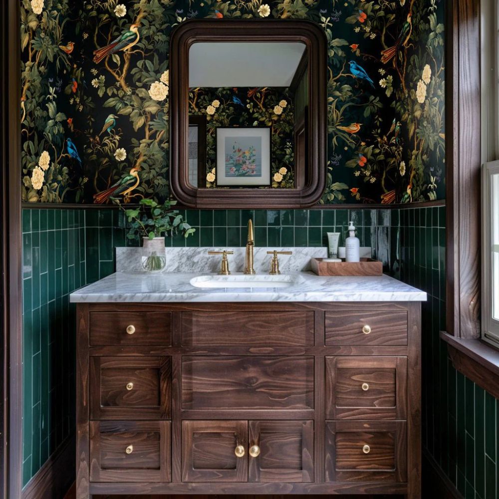 Midnight Garden Bird Wallpaper