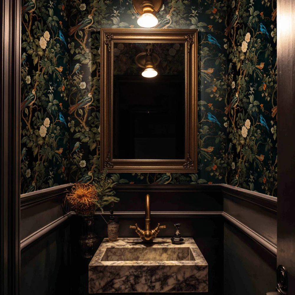 Midnight Garden Bird Wallpaper