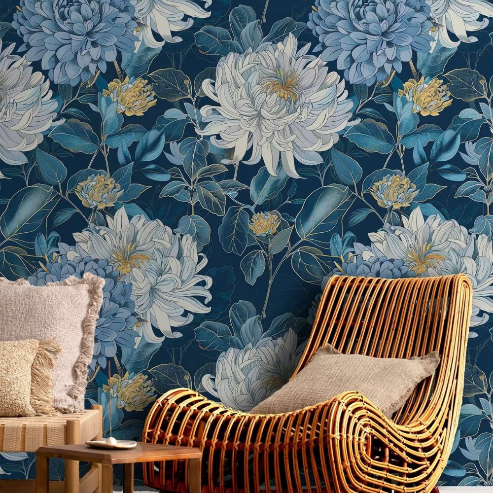 Blue Floral Wallpaper