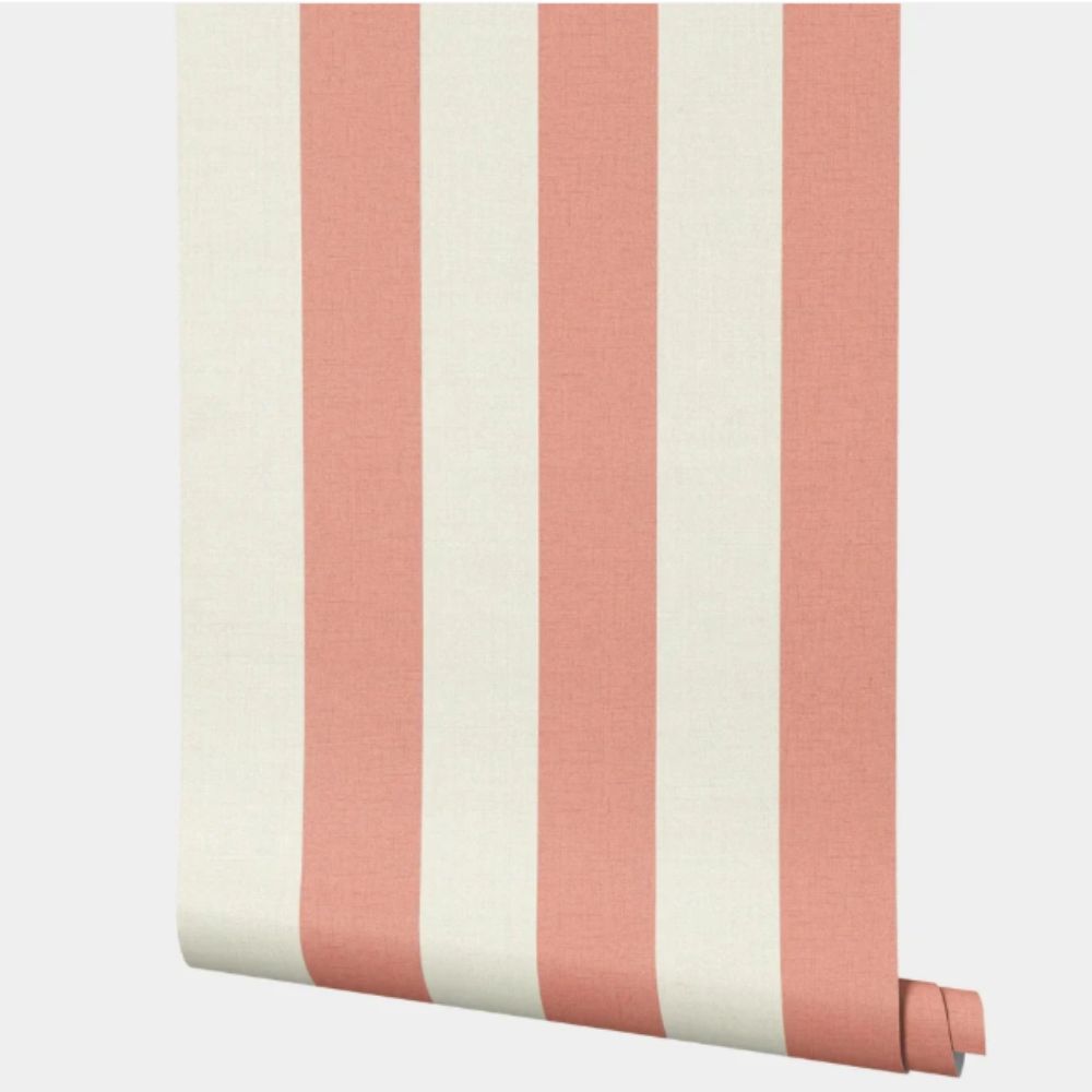 Pink and White Striped Wallpaper