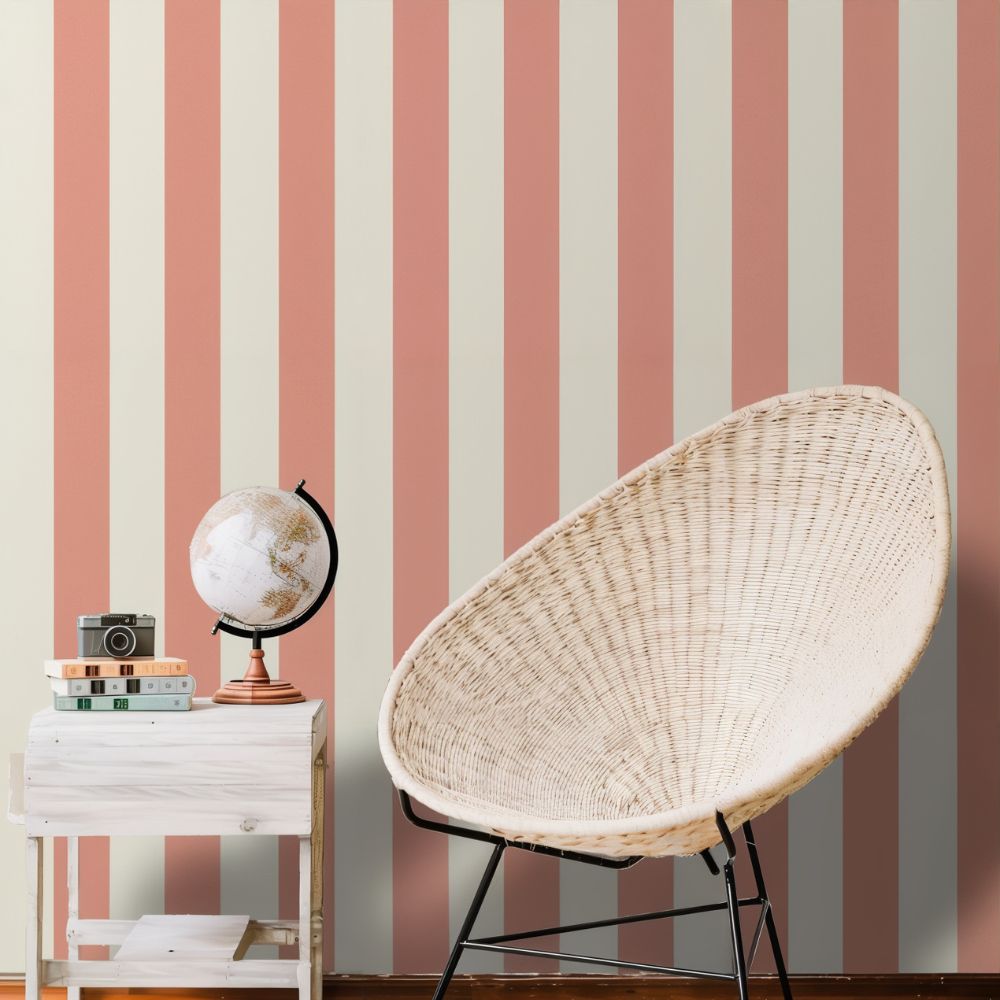 Pink and White Striped Wallpaper