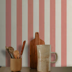 Pink and White Striped Wallpaper
