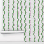 Green Striped Wallpaper