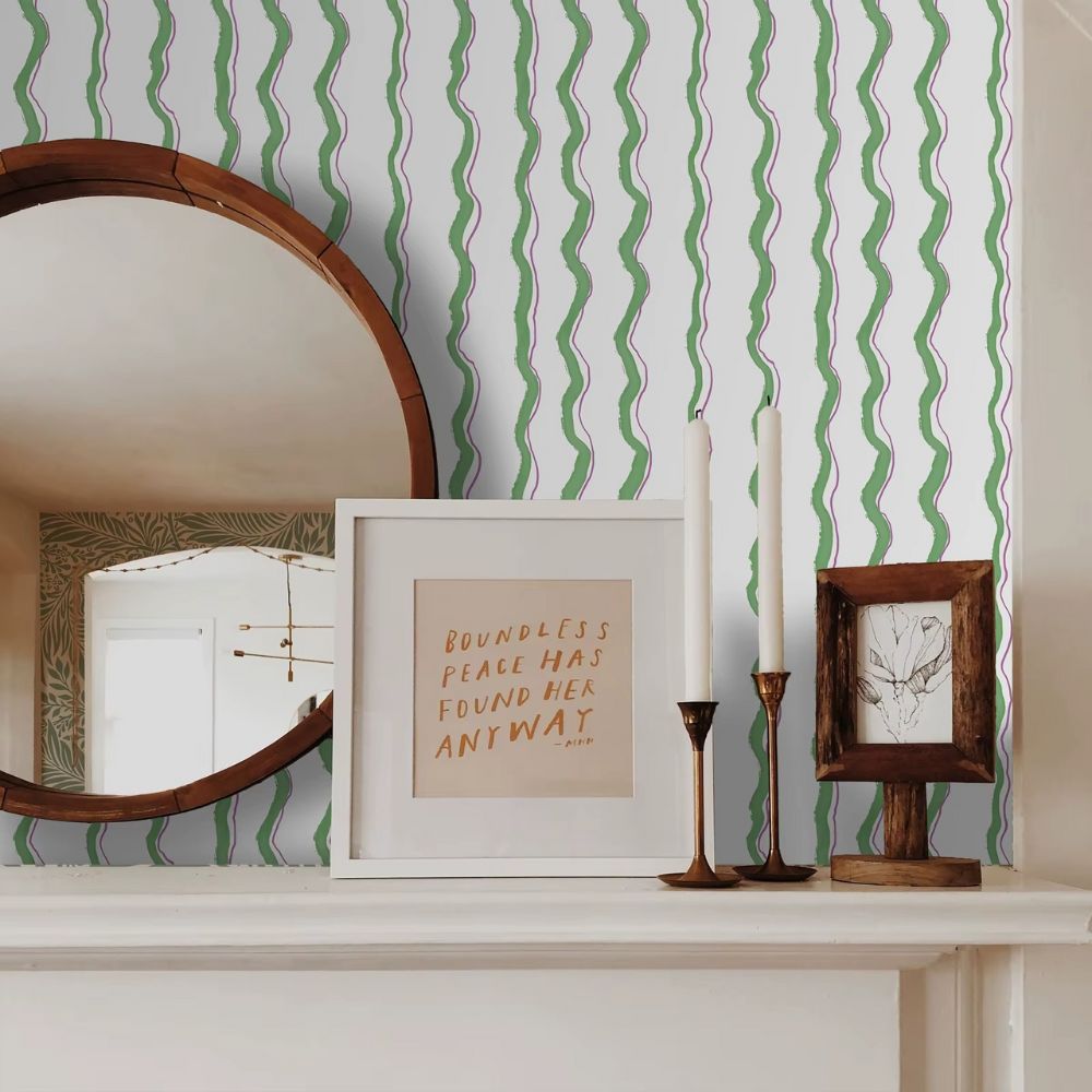 Green Striped Wallpaper