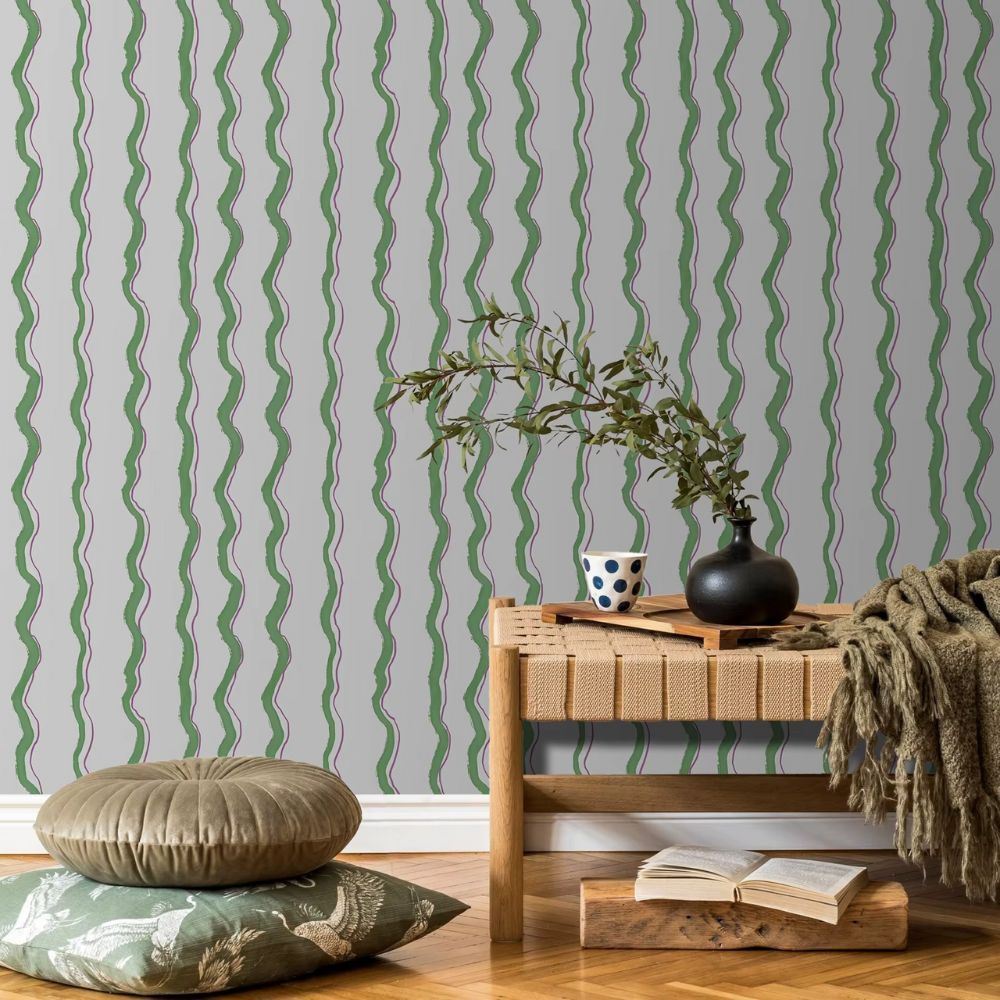 Green Striped Wallpaper