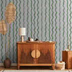 Green Striped Wallpaper