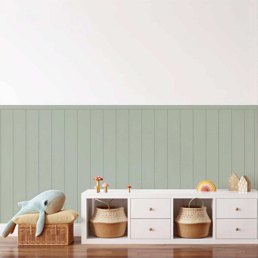 Sage Green Panel Wallpaper