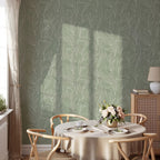 Sage Green Floral Wallpaper