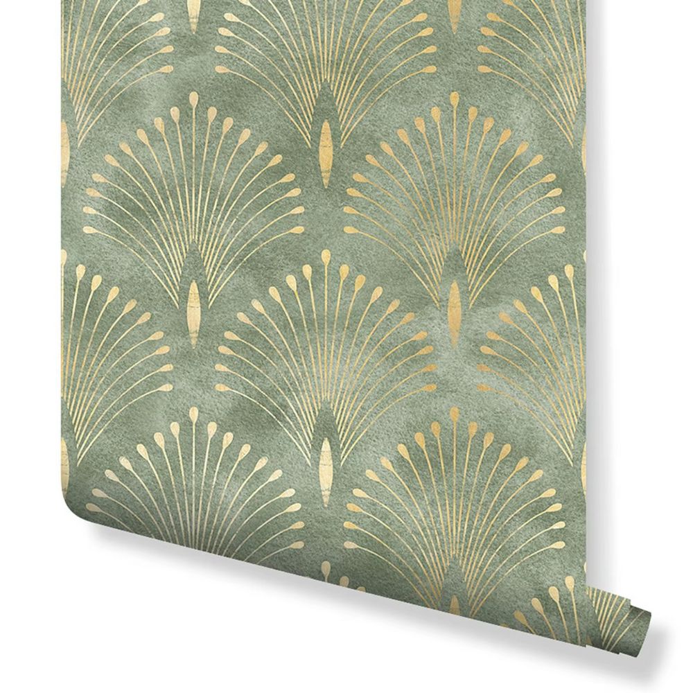 Sage Green and Gold Wallpaper
