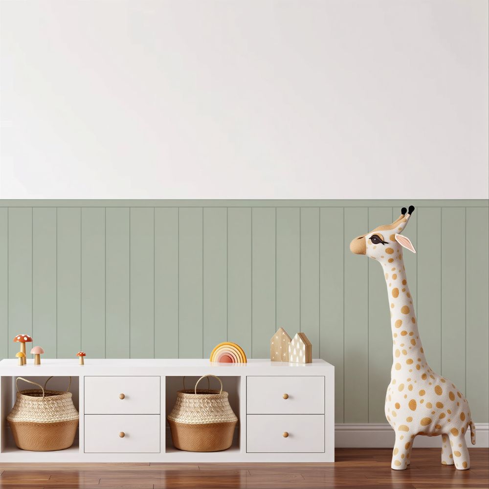 Sage Green Panel Wallpaper