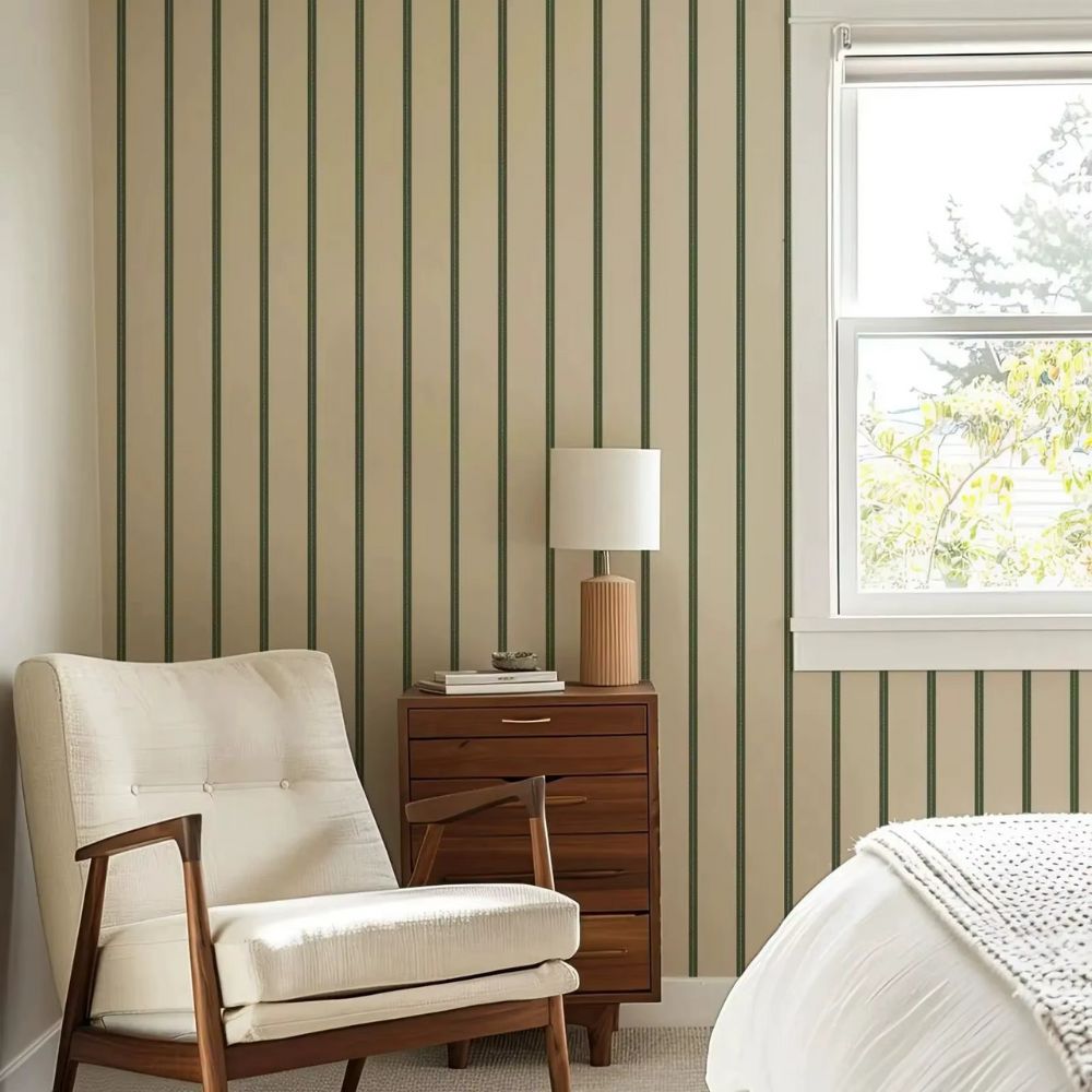 Sage Green and Cream Wallpaper