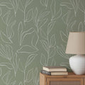 Sage Green Floral Wallpaper