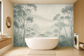 Bathroom wallpaper sage green room view 2