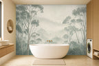 Bathroom wallpaper sage green room view 2