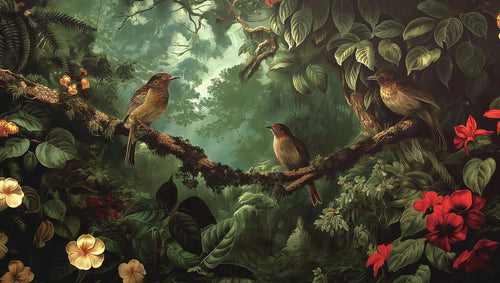 beautiful wallpaper of birds pattern shown flat