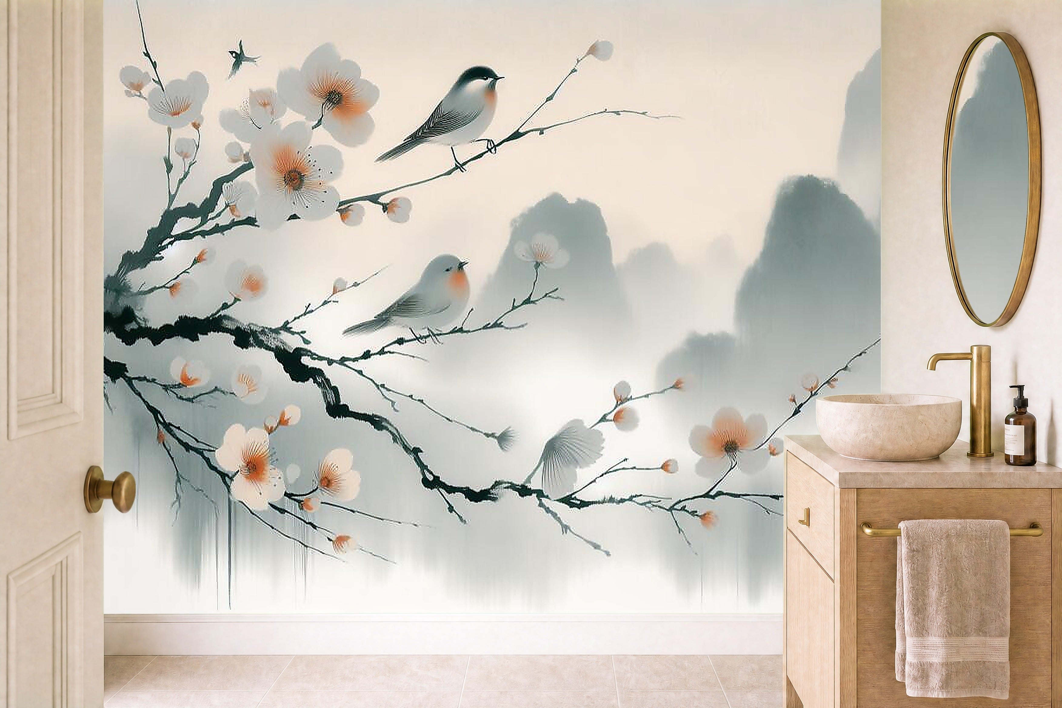 bird of paradise wallpaper in a cloakroom