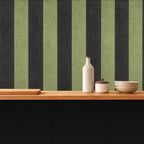 black and green striped wallpaper room