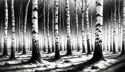 black and white forest wallpaper pattern shown flat