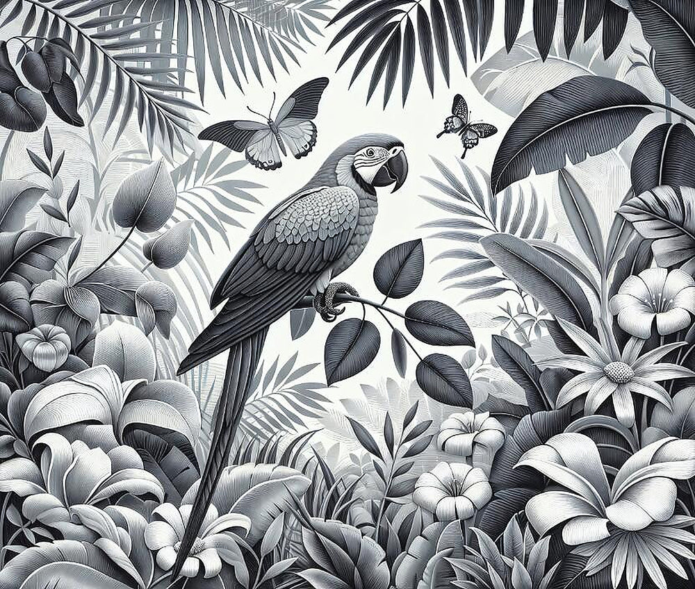 Black Parrot Wallpaper design