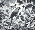 black parrot wallpaper pattern shown flat