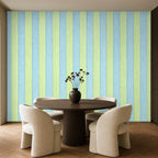 blue and green stripe wallpaper room