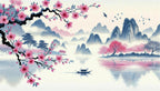 blue cherry blossom tree wallpaper pattern shown flat