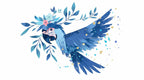 blue parrot wallpaper pattern shown flat