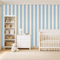 blue stripe peel and stick wallpaper room