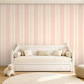 blush pink stripe wallpaper room