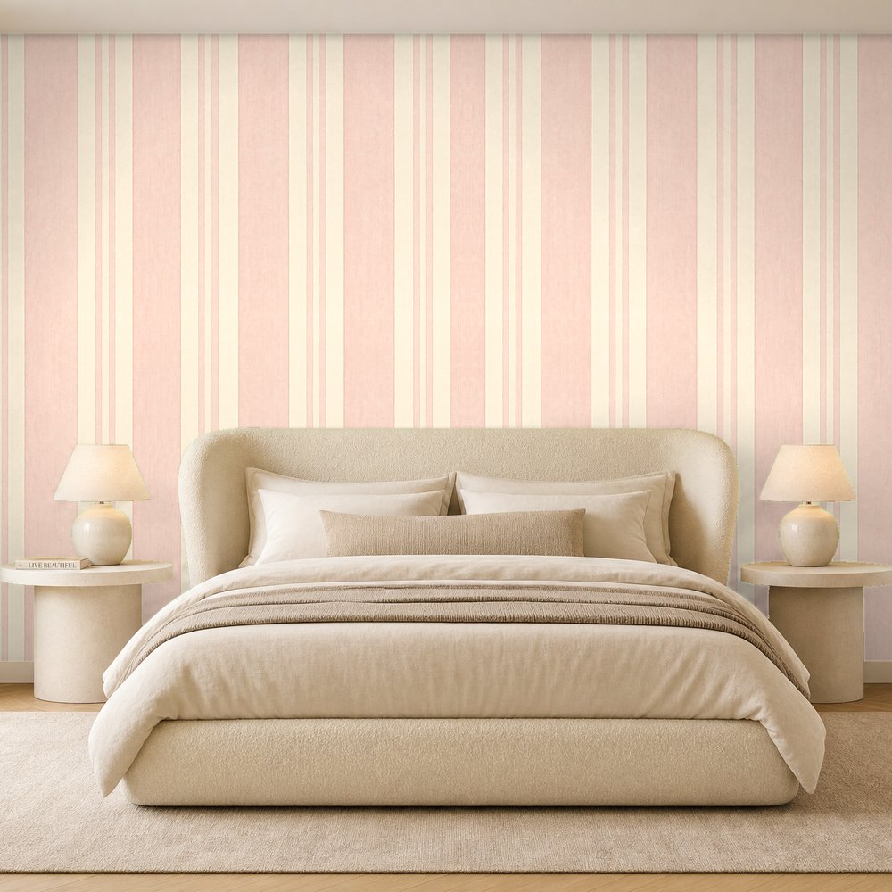 blush pink stripe wallpaper room 2