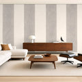 broad striped gray wallpaper room