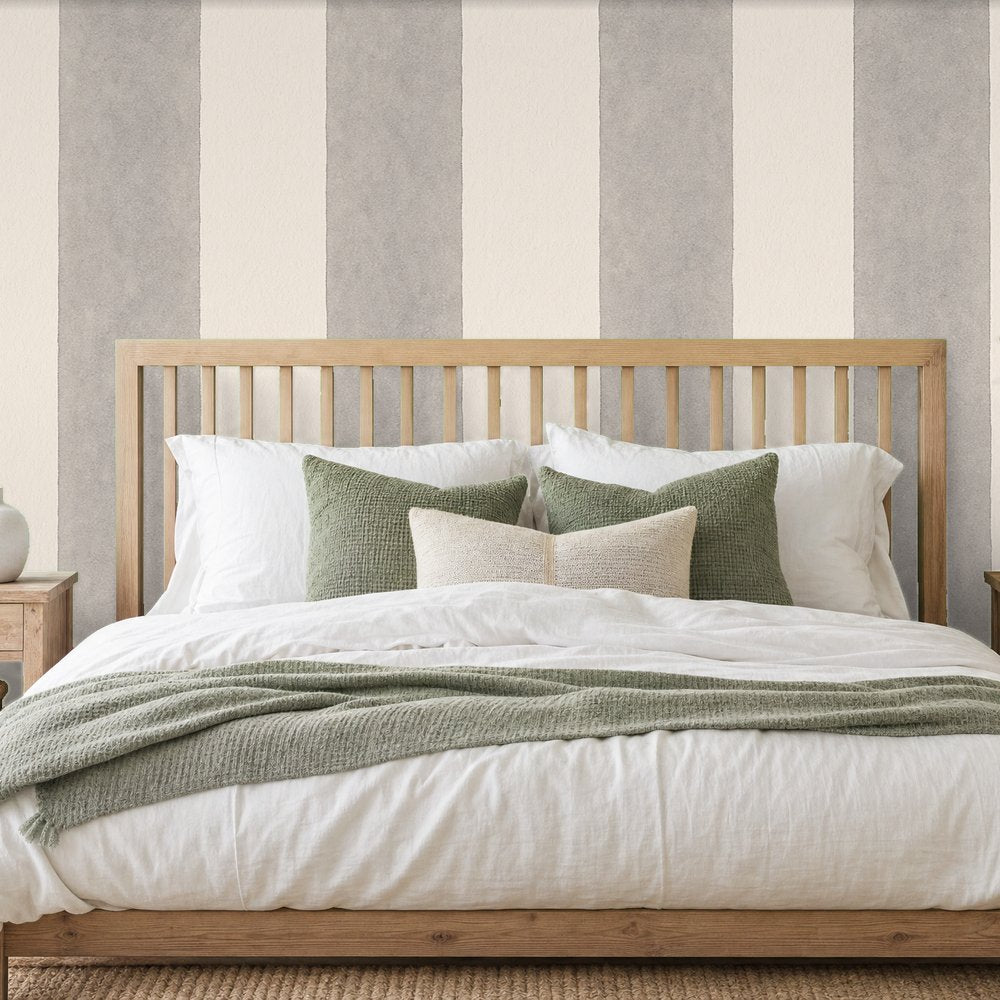 broad striped gray wallpaper room 2
