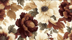 brown floral wallpaper pattern shown flat
