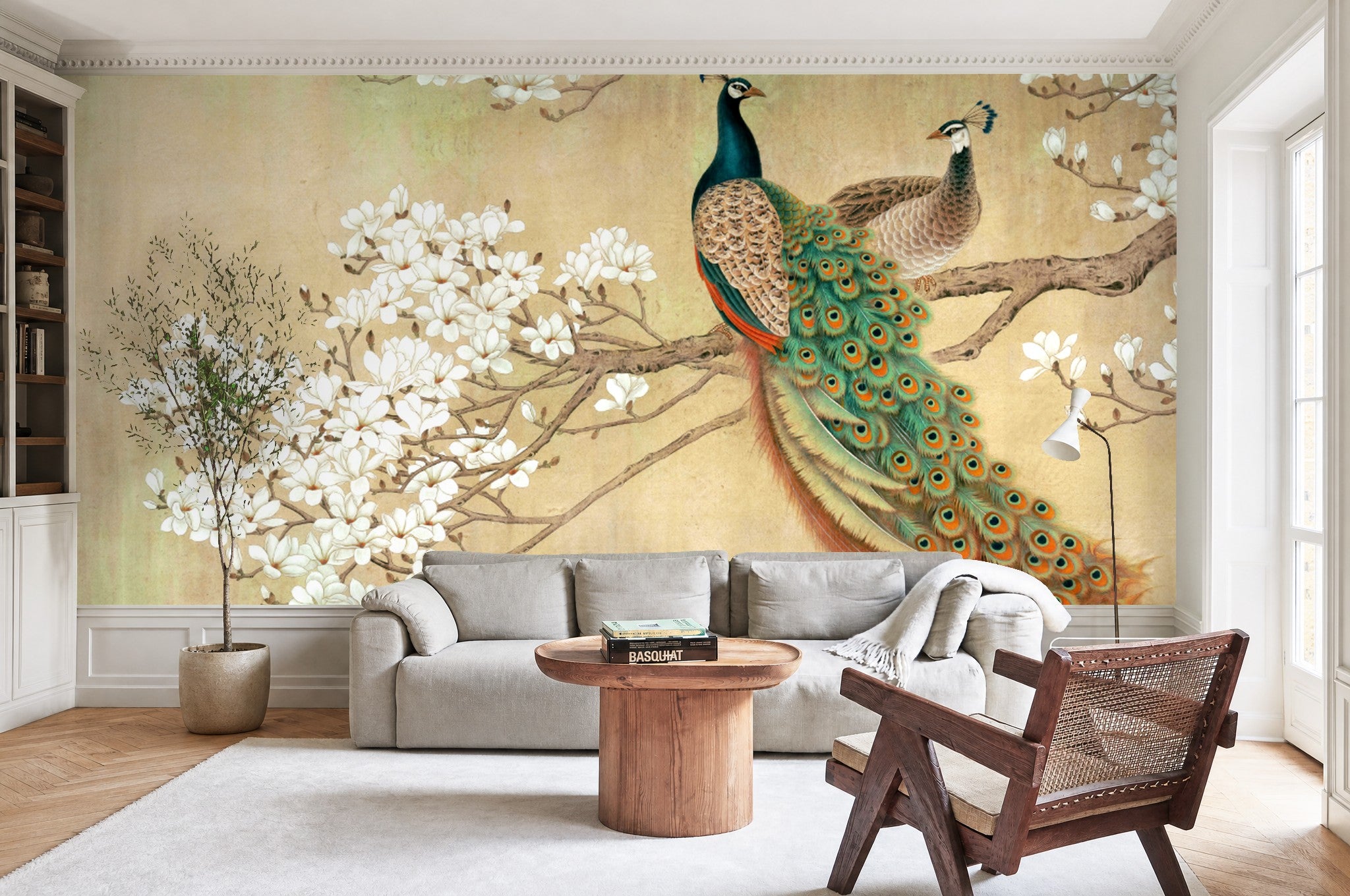 Peacock wall mural wallpaper — room scene