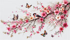 cherry blossom butterfly wallpaper pattern shown flat