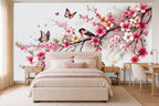 cherry blossom butterfly wallpaper in a children's room