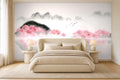 cherry blossom tree wallpaper in a bedroom